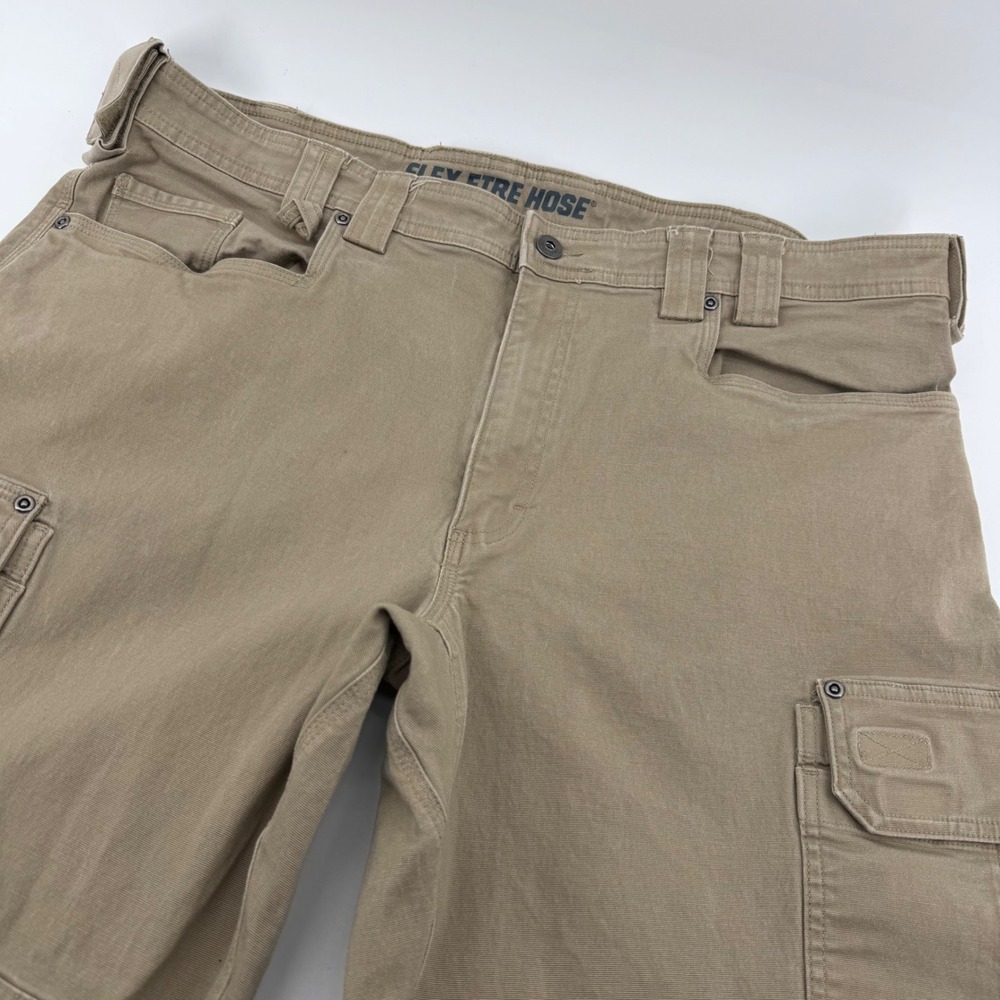 Duluth Trading Co Cargo Pants Mens 40x34 Khaki Flex Fire Hose Relaxed Fit 71703